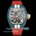 Swiss Clone Richard Mille RM029 Carbon Fiber Le Mans Edition Red Rubber Strap Watch 